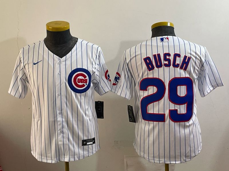Youth Chicago Cubs #29 Busch White Stripe Game 2026 Nike MLB Jersey style 006->youth mlb jersey->Youth Jersey
